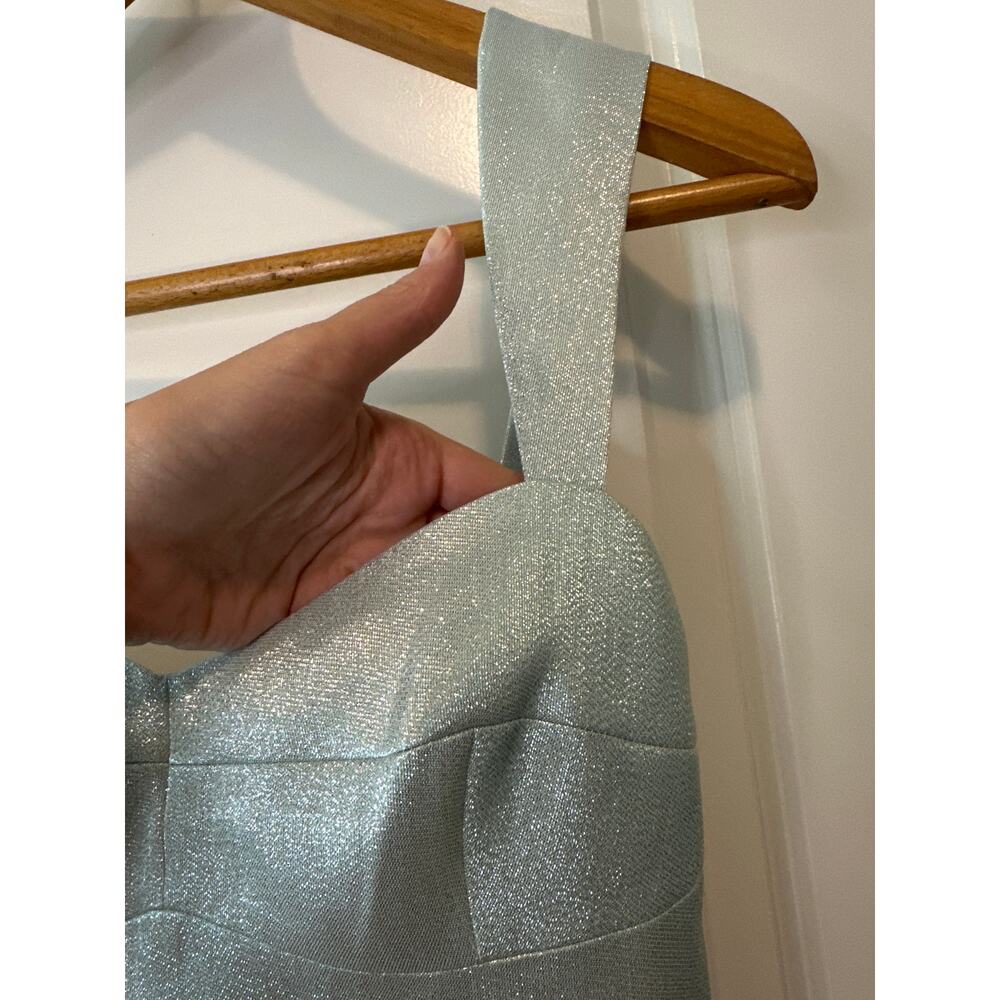 Amanda Uprichard Jordy Metallic Icy Blue Sparkle Mini Cocktail Party Dress Sz S - Picture 7 of 14